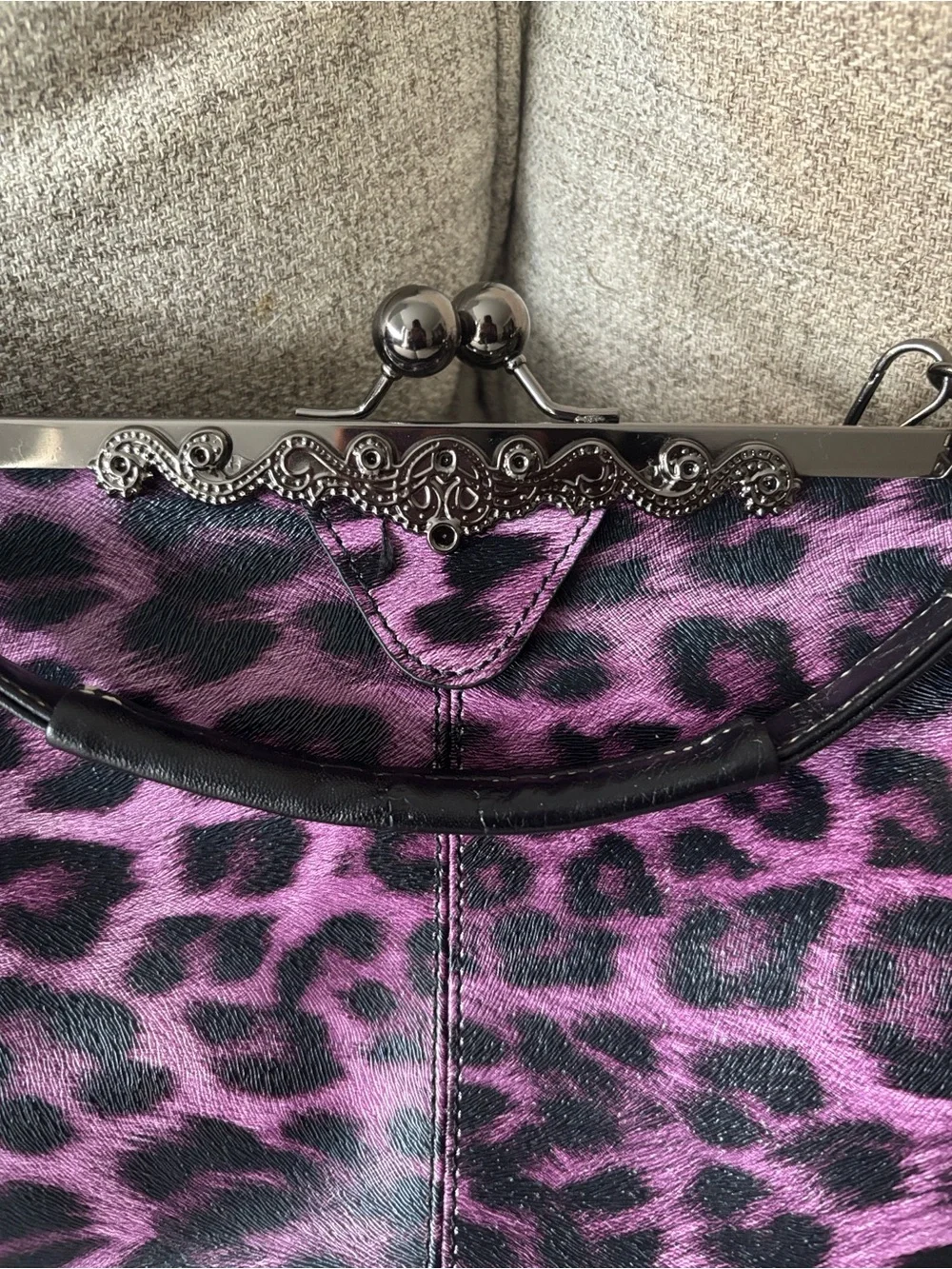Purple Leopard Print Shoulder Bag